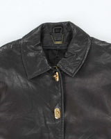 Vintage Danier Gold Clasp Black Leather Jacket -XXL