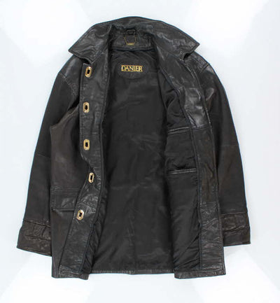 Vintage Danier Gold Clasp Black Leather Jacket -XXL