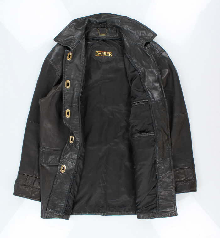 Vintage Danier Gold Clasp Black Leather Jacket -XXL