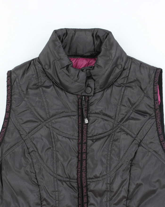 Vintage Women's Y2K Harley Davidson Insulated Puffer Gilet - S