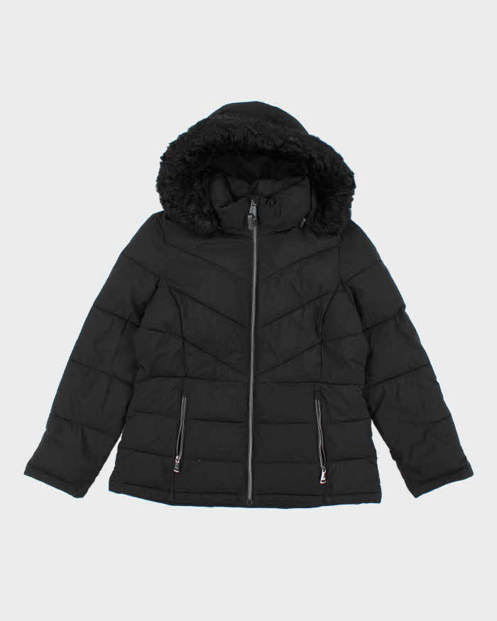 Vintage 2000's Women's DKNY Fur Hood Puffer Jacket - L