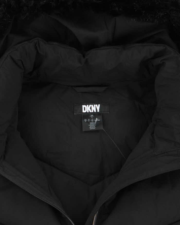 Vintage 2000's Women's DKNY Fur Hood Puffer Jacket - L