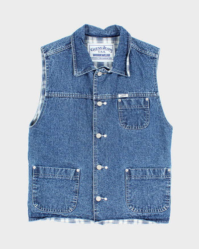 Vintage 80s Guess Jeans Workwear Sleeveless Denim Vest - M