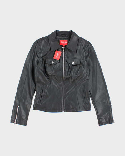Deadstock Vintage Y2k 00s Guess Black Faux Leather Jacket - M