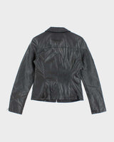 Deadstock Vintage Y2k 00s Guess Black Faux Leather Jacket - M