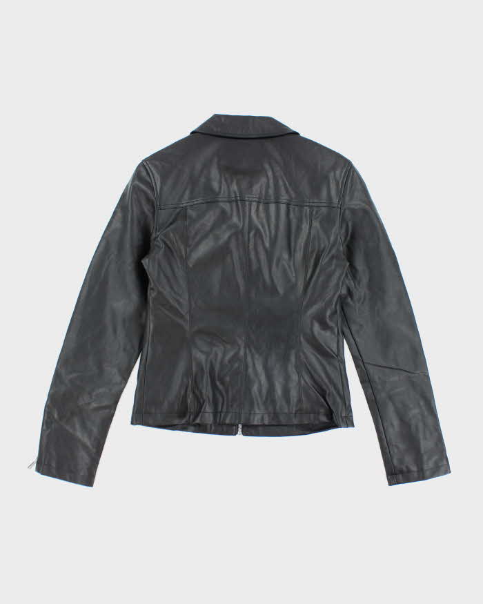 Deadstock Vintage Y2k 00s Guess Black Faux Leather Jacket - M