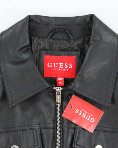 Deadstock Vintage Y2k 00s Guess Black Faux Leather Jacket - M