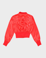 Vintage Y2k 00s Lipsy Red Satin Lightweight Bomber Jacket -  S