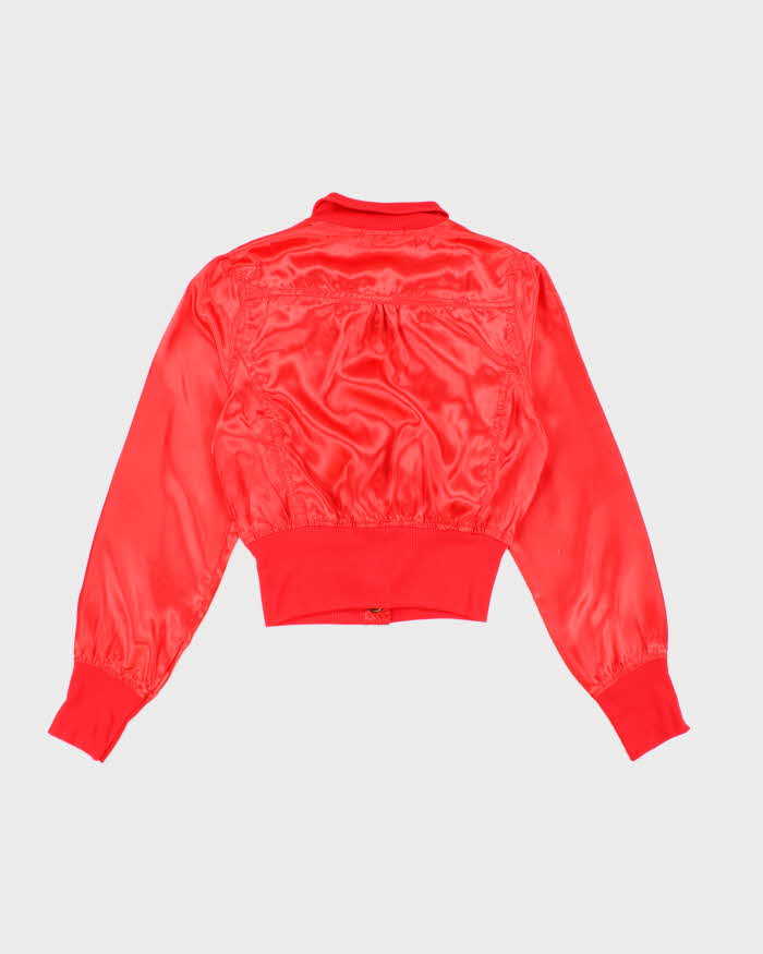 Vintage Y2k 00s Lipsy Red Satin Lightweight Bomber Jacket -  S