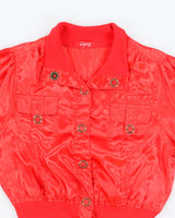 Vintage Y2k 00s Lipsy Red Satin Lightweight Bomber Jacket -  S