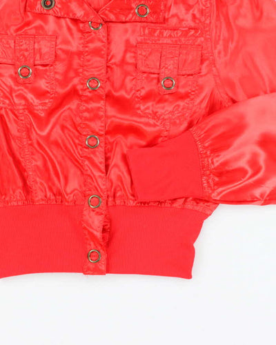 Vintage Y2k 00s Lipsy Red Satin Lightweight Bomber Jacket -  S