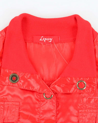 Vintage Y2k 00s Lipsy Red Satin Lightweight Bomber Jacket -  S