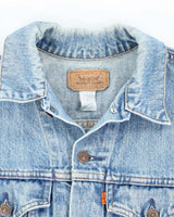 Vintage 80's Women's Levi's Orange Tab Light Wash Denim Jacket - S