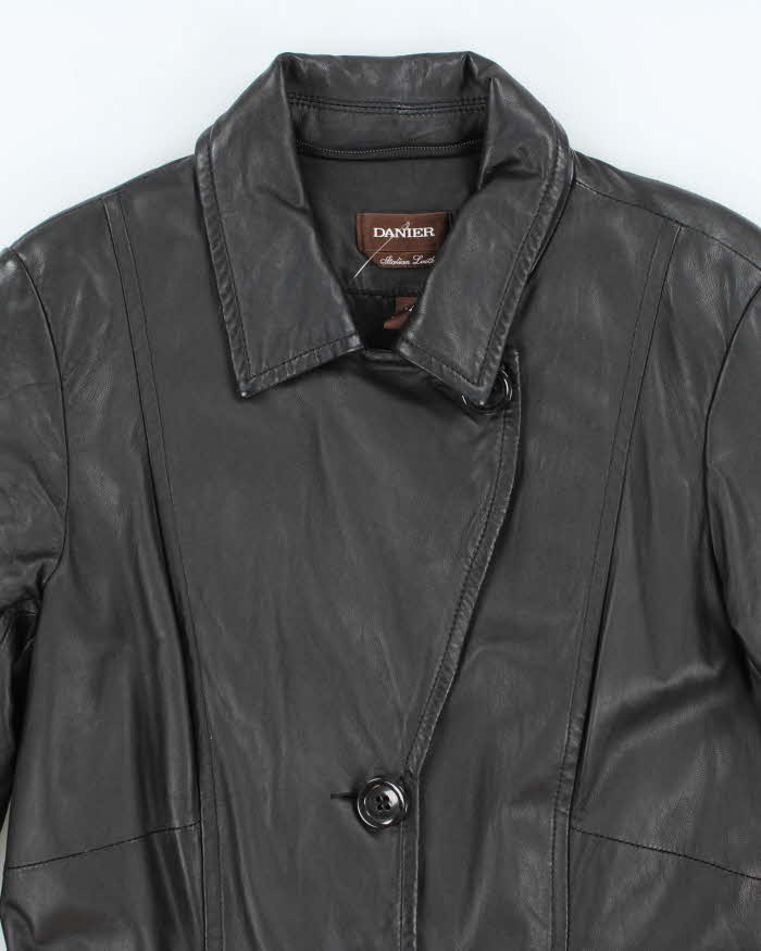 Vintage Danier Asymmetric Button-Up Leather Jacket - L
