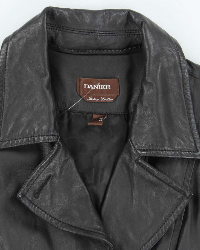 Vintage Danier Asymmetric Button-Up Leather Jacket - L