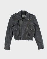 Vintage Y2K Women's Leone Cropped Leather Biker Jacket - M