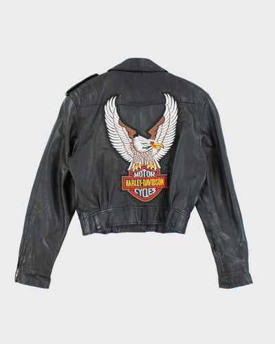 Vintage Y2K Women's Leone Cropped Leather Biker Jacket - M