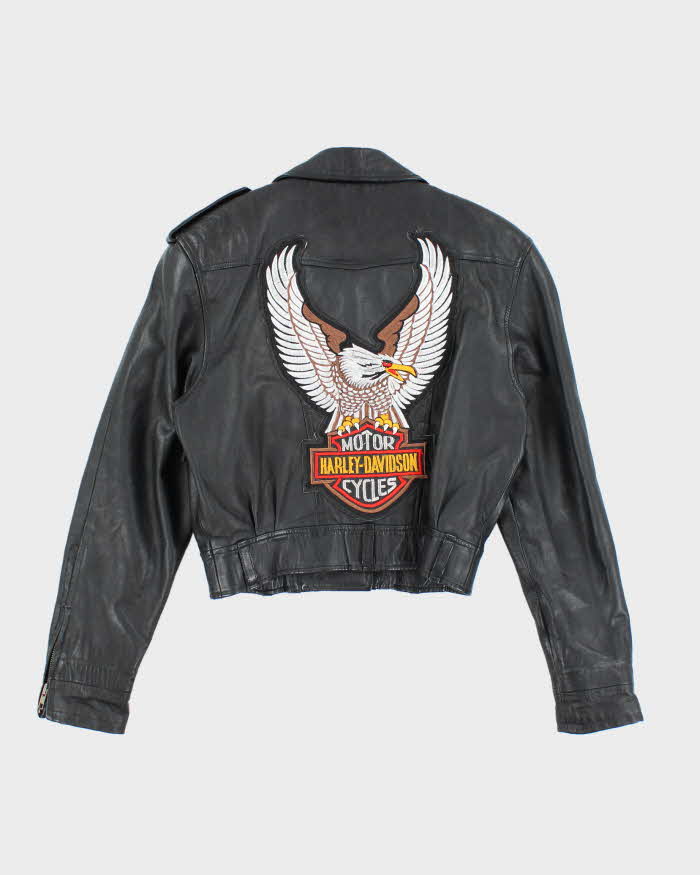 Vintage Y2K Women's Leone Cropped Leather Biker Jacket - M