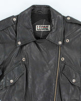 Vintage Y2K Women's Leone Cropped Leather Biker Jacket - M