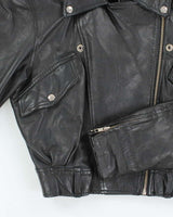 Vintage Y2K Women's Leone Cropped Leather Biker Jacket - M