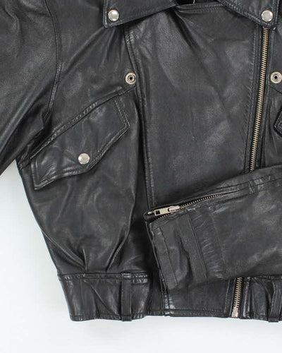 Vintage Y2K Women's Leone Cropped Leather Biker Jacket - M