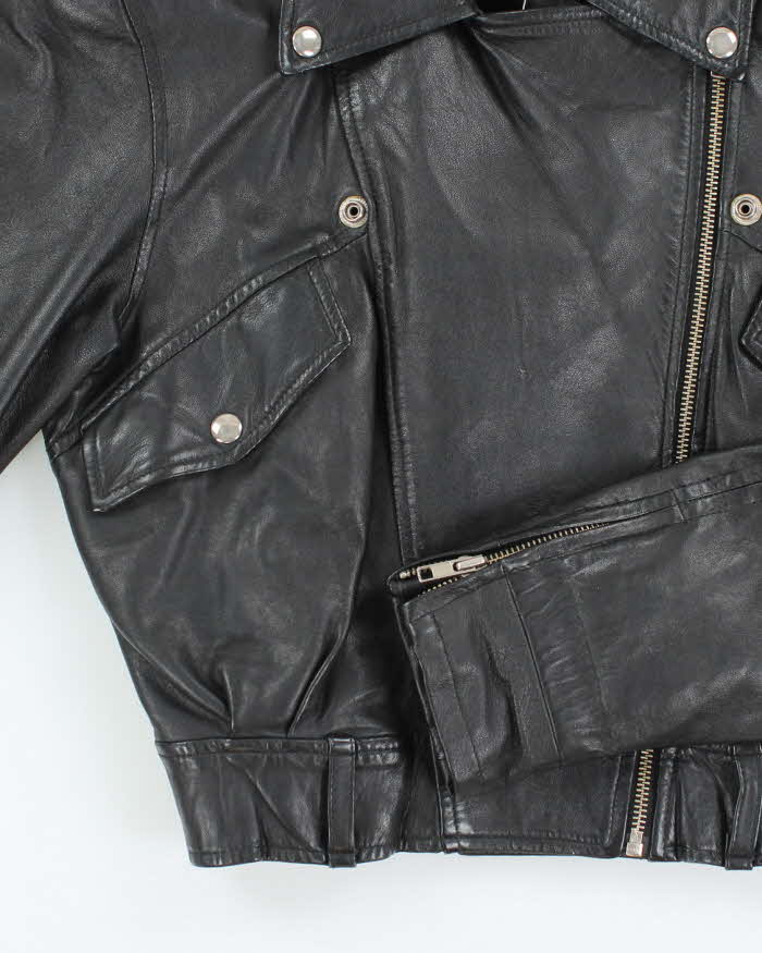 Vintage Y2K Women's Leone Cropped Leather Biker Jacket - M