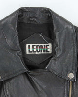Vintage Y2K Women's Leone Cropped Leather Biker Jacket - M