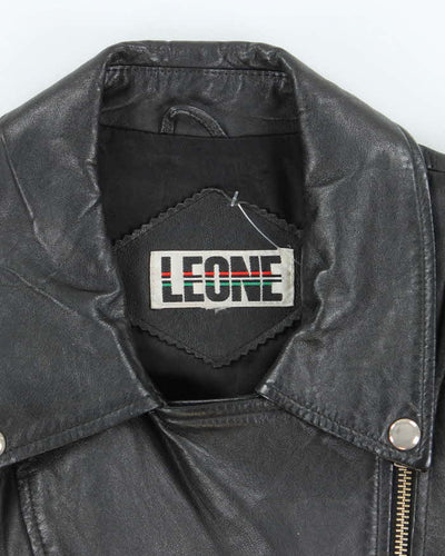Vintage Y2K Women's Leone Cropped Leather Biker Jacket - M