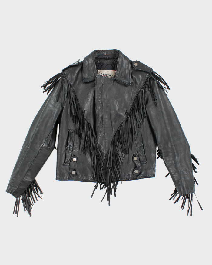 Vintage 80s Wilsons Fringe Leather Jacket - L