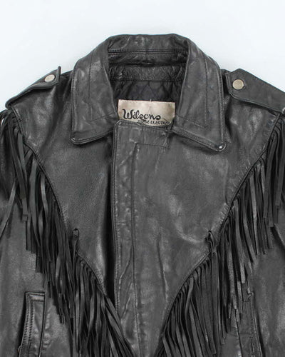 Vintage 80s Wilsons Fringe Leather Jacket - L