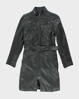 Vintage Danier Long Zip-Up Belted Leather Jacket - XS