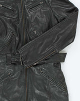 Vintage Danier Long Zip-Up Belted Leather Jacket - XS