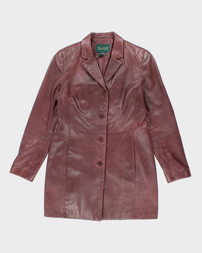 Vintage Y2k 00s Danier Long Leather Jacket - L