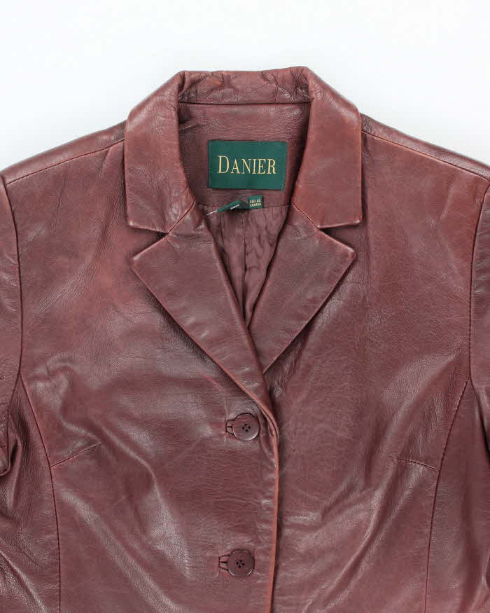 Vintage Y2k 00s Danier Long Leather Jacket - L