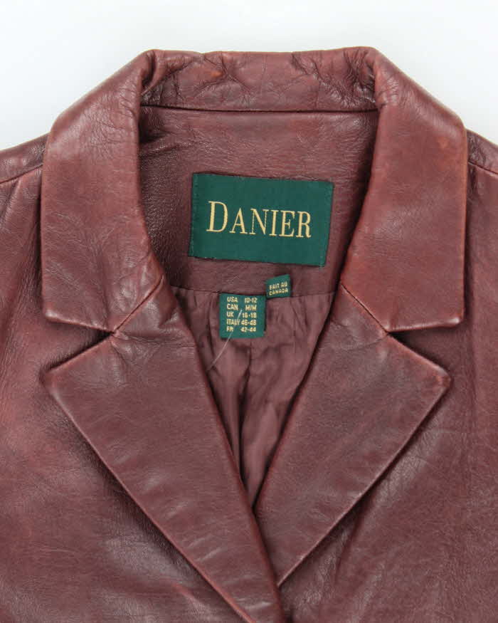 Vintage Y2k 00s Danier Long Leather Jacket - L
