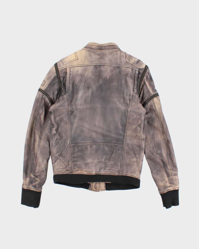 Vintage Women's Y2K Diesel Multi Zipped Leather Biker Jacket - M