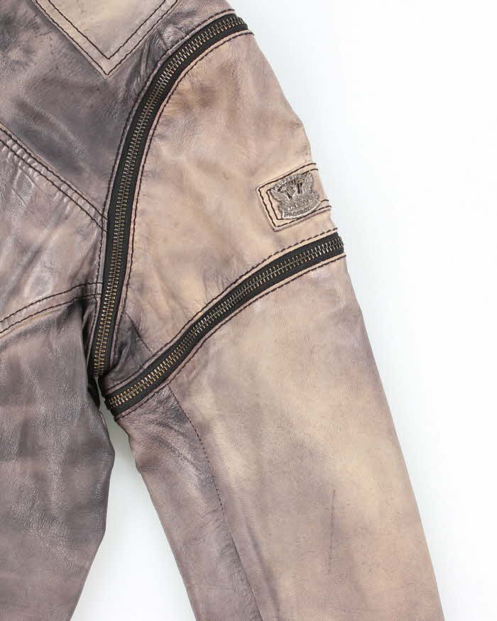 Vintage Women's Y2K Diesel Multi Zipped Leather Biker Jacket - M
