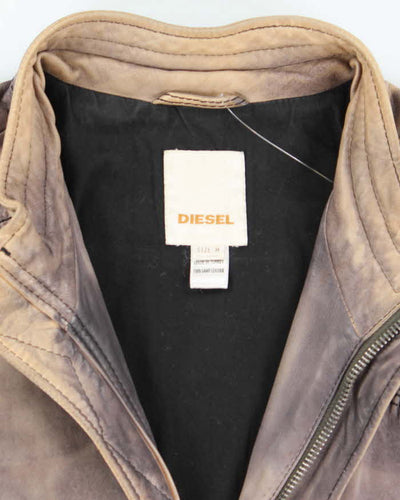 Vintage Women's Y2K Diesel Multi Zipped Leather Biker Jacket - M