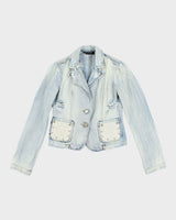 Vintage Y2K Women's Dolce &amp; Gabbana Distressed Denim Blazer - S