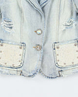 Vintage Y2K Women's Dolce &amp; Gabbana Distressed Denim Blazer - S