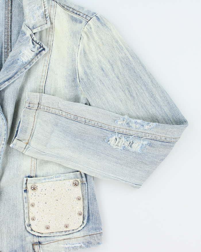 Vintage Y2K Women's Dolce &amp; Gabbana Distressed Denim Blazer - S
