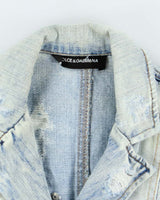 Vintage Y2K Women's Dolce &amp; Gabbana Distressed Denim Blazer - S
