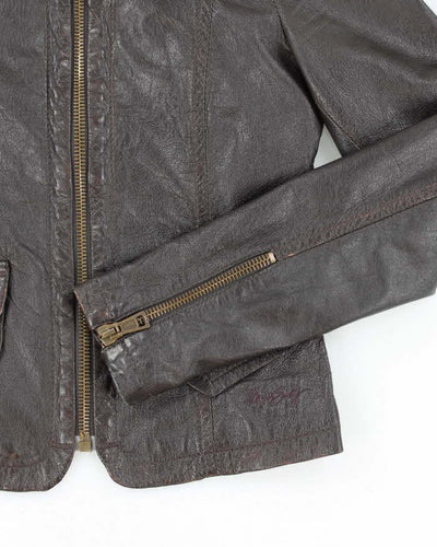 Vintage Y2k 00s Miss Sixty Brown Leather Jacket - XS