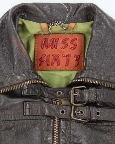 Vintage Y2k 00s Miss Sixty Brown Leather Jacket - XS
