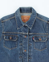 Vintage 90's Levi's Dark Wash Cropped Denim Jacket - M