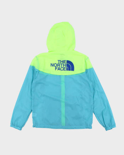 Women's The North Face Neon Yellow and Blue Hooded Windbreaker - M