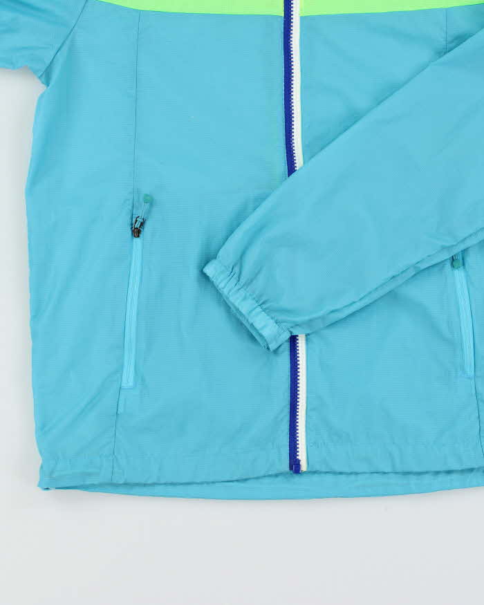 Women's The North Face Neon Yellow and Blue Hooded Windbreaker - M