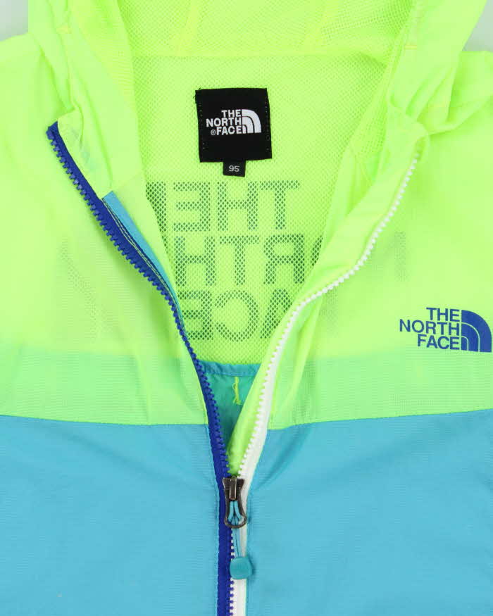 Women's The North Face Neon Yellow and Blue Hooded Windbreaker - M