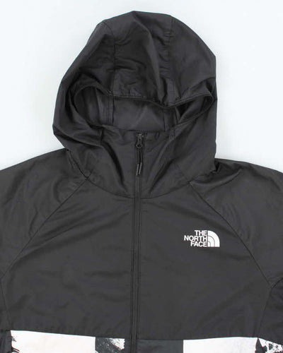 Women's The North Face Black and White Graphic Hooded Windbreaker - M