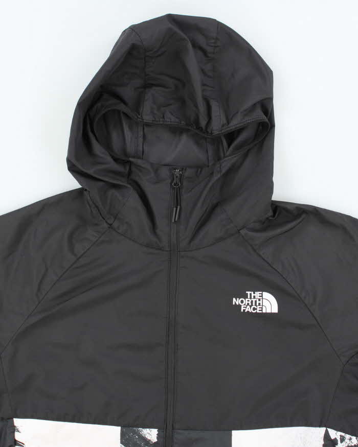 Women's The North Face Black and White Graphic Hooded Windbreaker - M